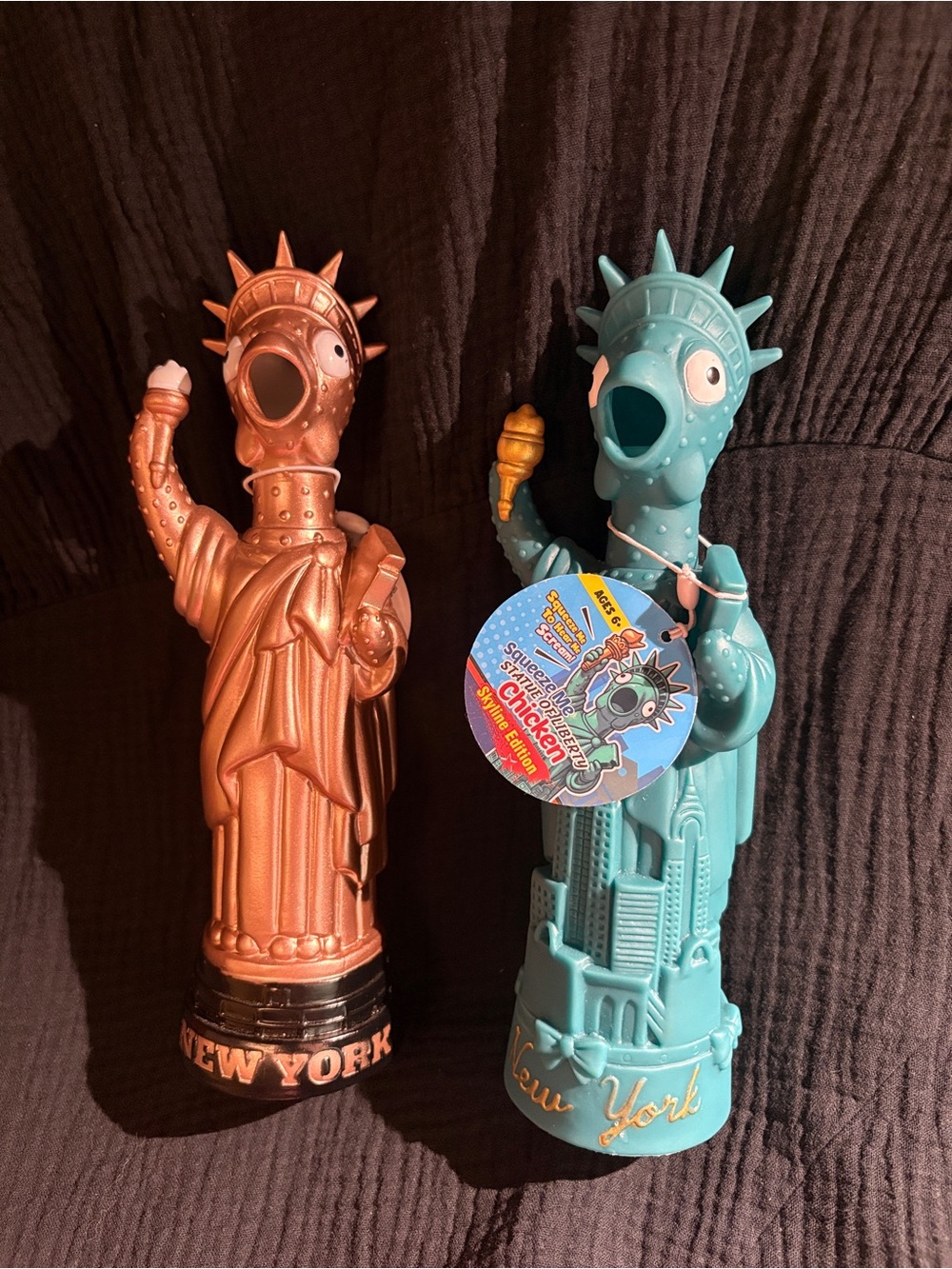 Squeaking Chicken New York Statue of Liberty Figurine - Choose 1